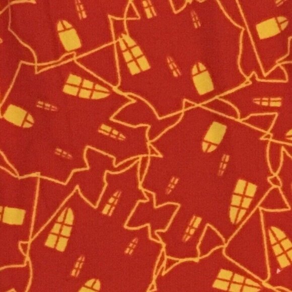 NWT LulaRoe OS Leggings Halloween Haunted House Orange Soft Women Witchy Vibrant - Picture 2 of 3